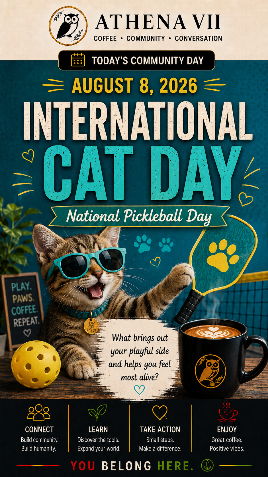 International Cat Day & National Pickleball Day